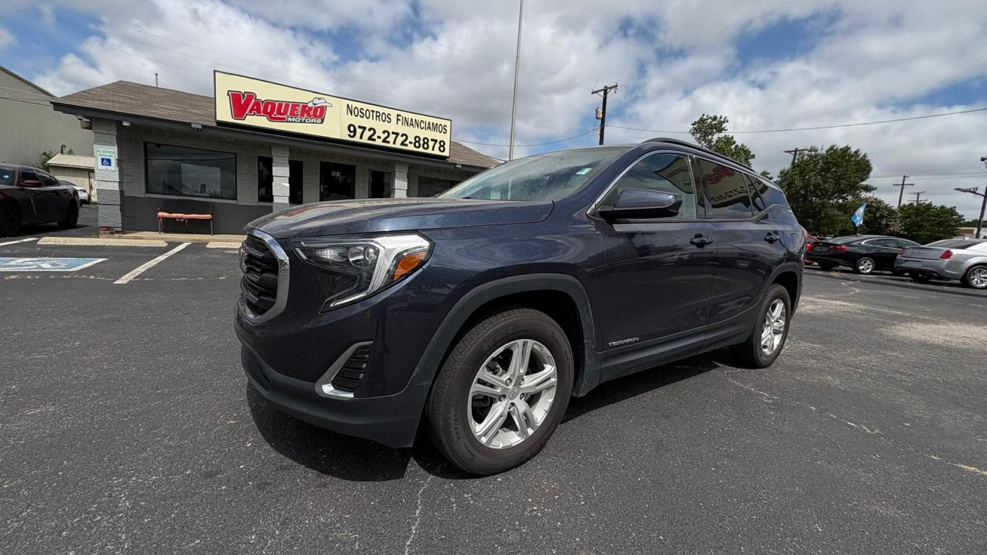 2018 Blue GMC Terrain SLE AWD (3GKALTEV2JL) with an 1.4L L4 DOHC 16V TURBO engine, 6A transmission, located at 945 E. Jefferson Blvd, Dallas, TX, 75203, (214) 943-7777, 32.752514, -96.811630 - Photo#0