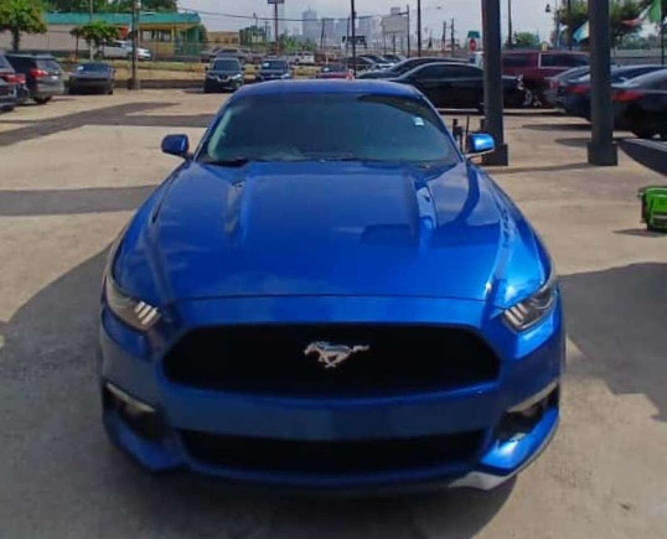 2017 Blue Ford Mustang EcoBoost Coupe (1FA6P8TH4H5) with an 2.3L L4 DOHC 16V engine, located at 945 E. Jefferson Blvd, Dallas, TX, 75203, (214) 943-7777, 32.752514, -96.811630 - Photo#1