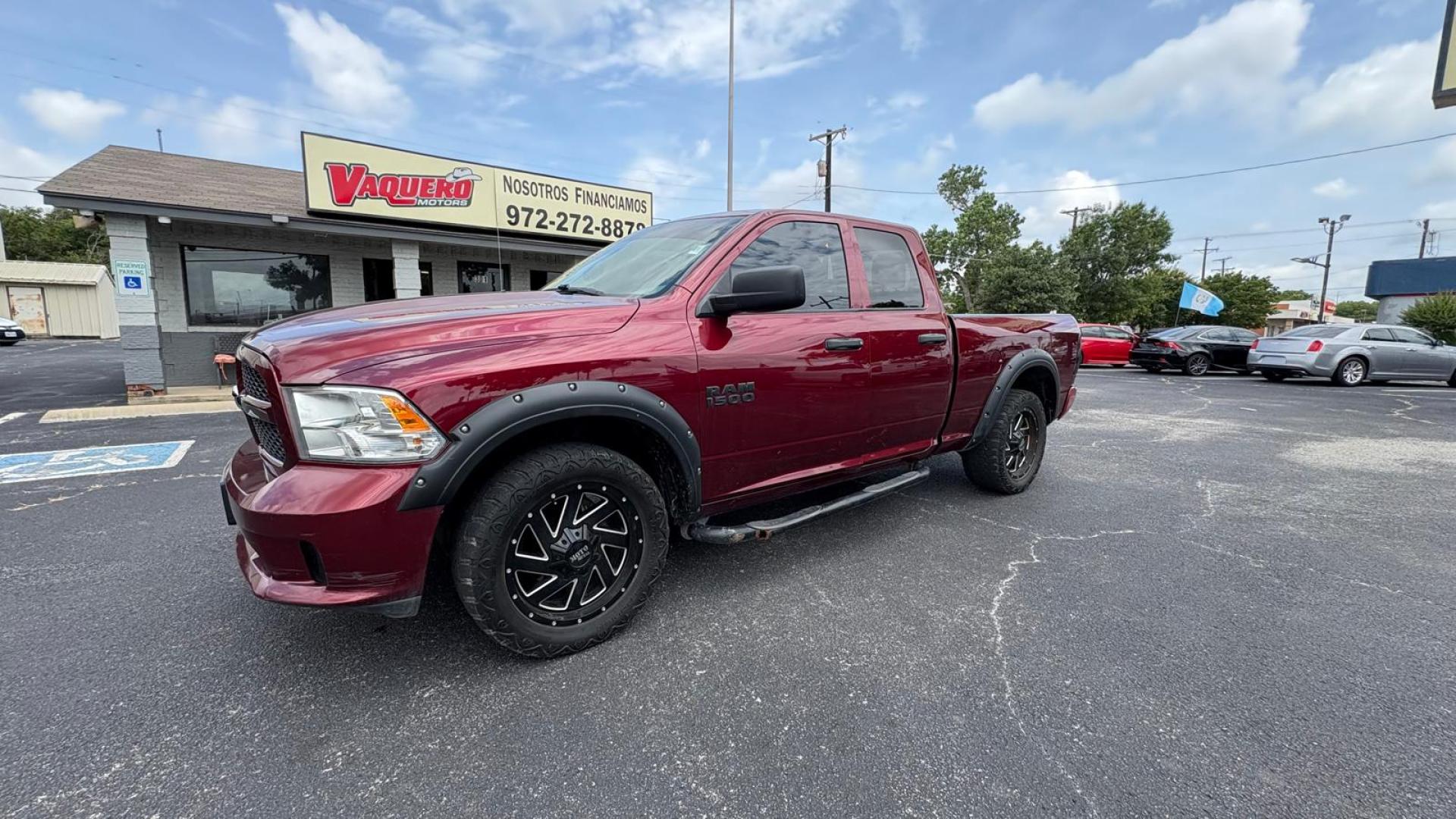 2018 Red RAM 1500 Tradesman Quad Cab 4WD (1C6RR7FG3JS) with an 3.6L V6 DOHC 24V FFV engine, 8A transmission, located at 945 E. Jefferson Blvd, Dallas, TX, 75203, (214) 943-7777, 32.752514, -96.811630 - Photo#0