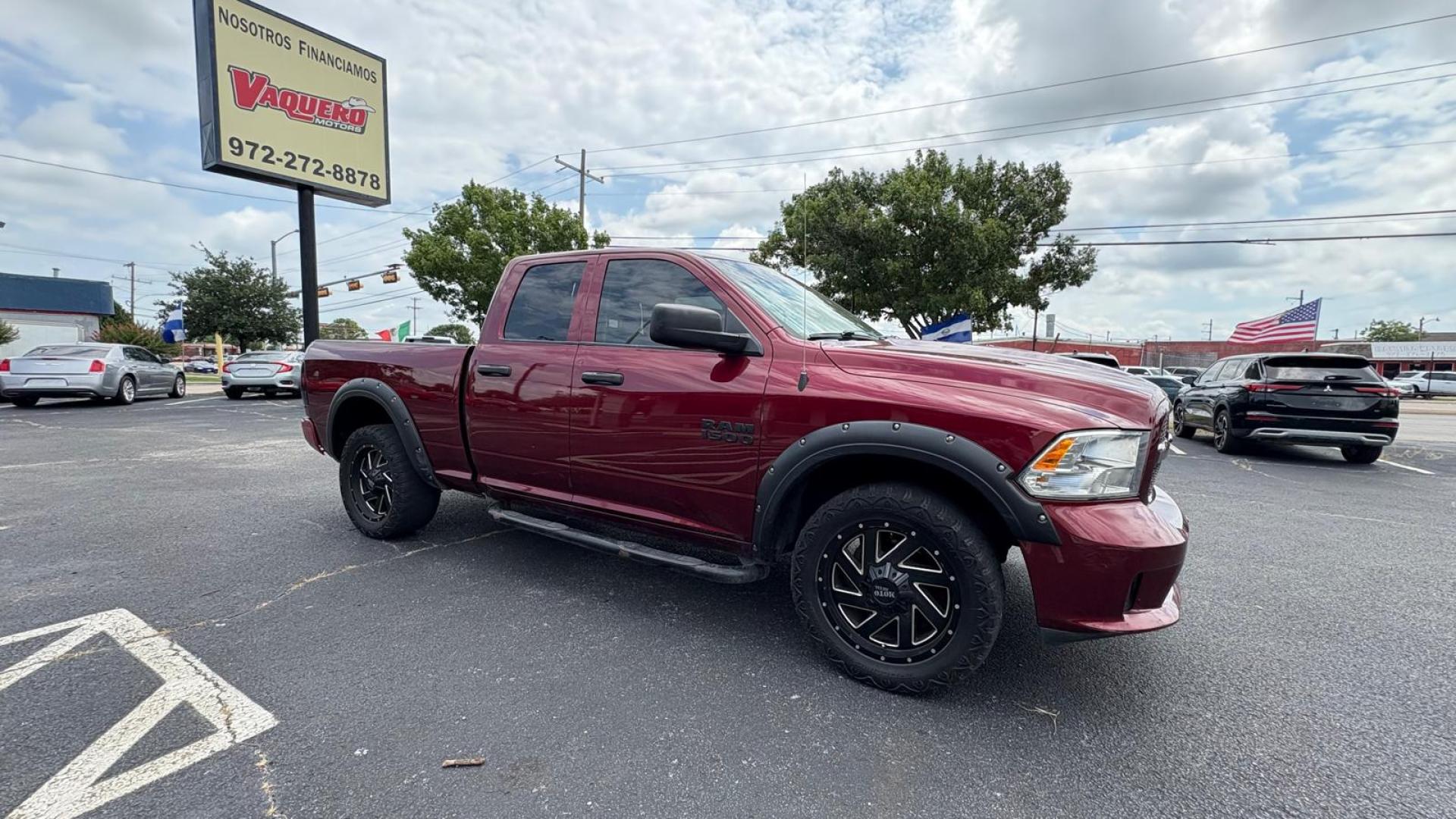 2018 Red RAM 1500 Tradesman Quad Cab 4WD (1C6RR7FG3JS) with an 3.6L V6 DOHC 24V FFV engine, 8A transmission, located at 945 E. Jefferson Blvd, Dallas, TX, 75203, (214) 943-7777, 32.752514, -96.811630 - Photo#2