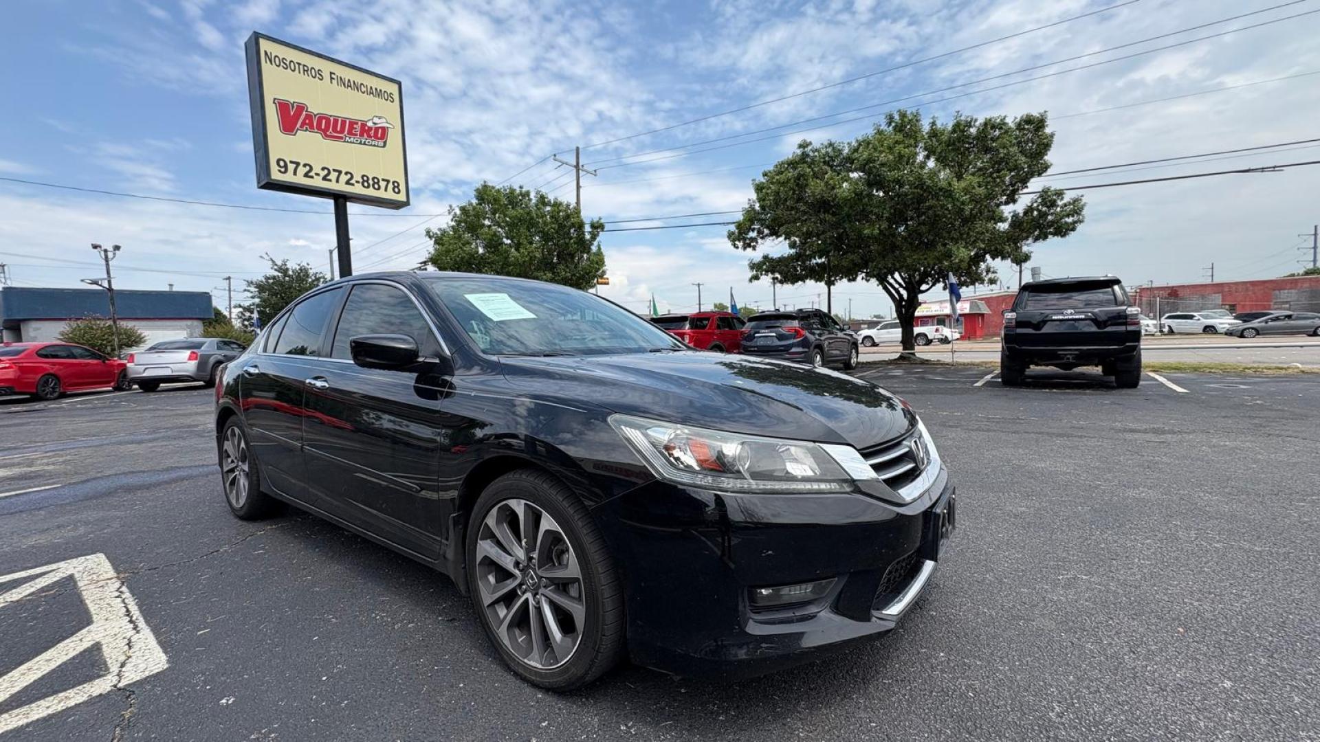 2015 Black Honda Accord Sport Sedan CVT (1HGCR2F5XFA) with an 2.4L L4 DOHC 16V engine, Continuously Variable Transmission transmission, located at 945 E. Jefferson Blvd, Dallas, TX, 75203, (214) 943-7777, 32.752514, -96.811630 - Photo#2